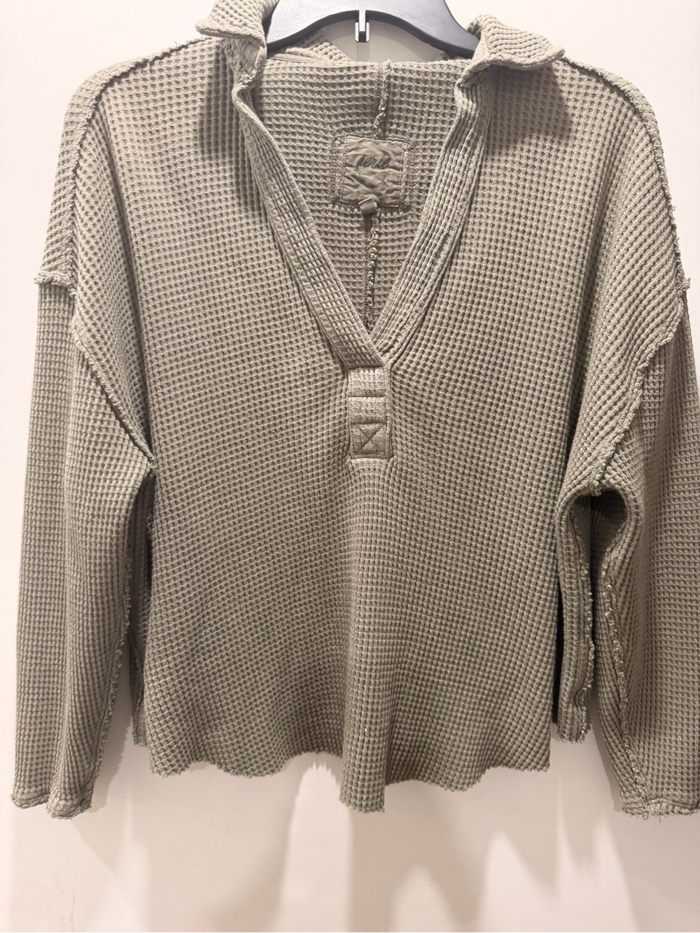 Aerie Lumber Jane waffle polo sweatshirt
